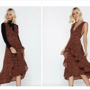 Nasty Gal Gimmie Cheetah Pinafore Dress in Small